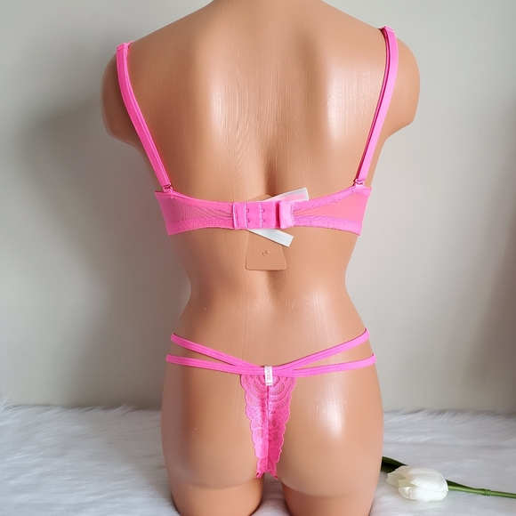 PINK VS DATE PUSH-UP BRA 34D + PANTY SIZE M - Picture 2 of 3
